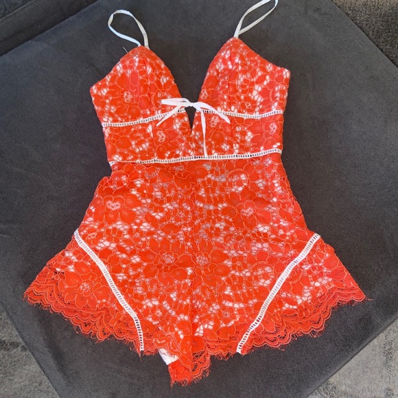 NBD orange lace romper 🦀🧡 - Picture 3 of 4